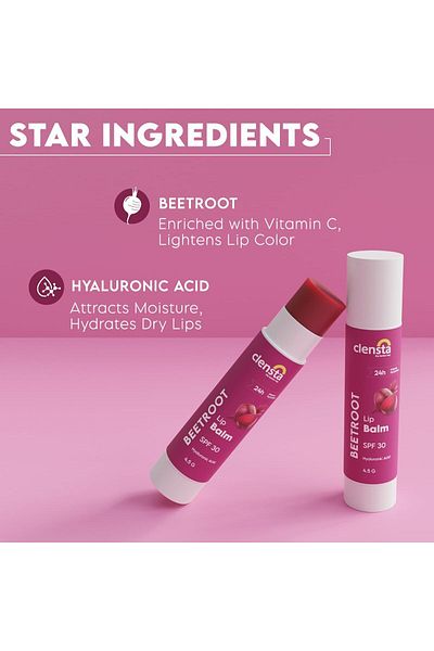 Clensta Beetroot Lip Balm with Hyaluronic Acid  4.50gm