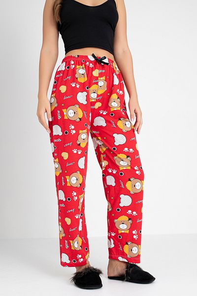 DONEX Cotton Thin Breathable Fabric Ribbon Waist Detail Printed Women's Sleepwear Bottoms Without Pockets
