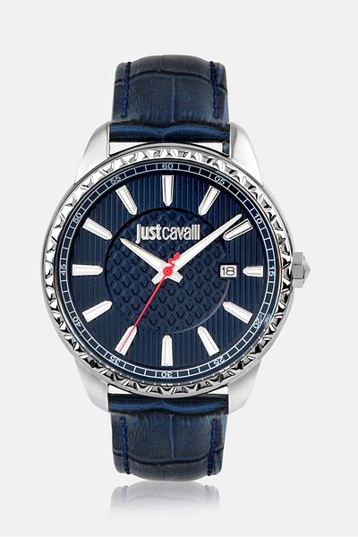 Just Cavalli Men JC1G176L0125 Leather Analog Watches 43 mm, Blue