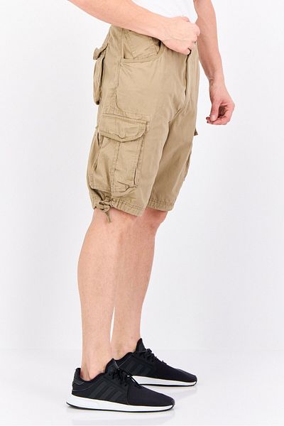 Crosshatch Men Solid Cargo Shorts, Tan