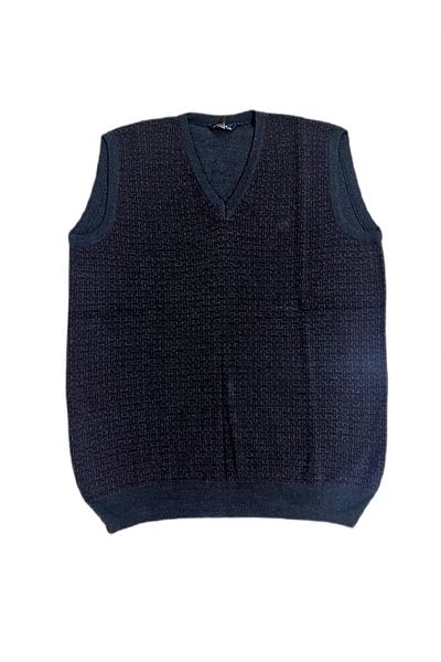 SÜVARİ Herman Armure Patterned V-Neck Wool Quality Knitting Sweater