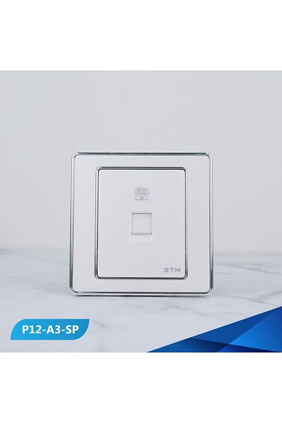 Btm Single phone socket, blue and silver  -6 pieces
