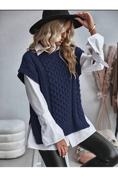 moda mh Knitted Detailed Knitwear Sweater Height 75 cm Width Is 50 cm