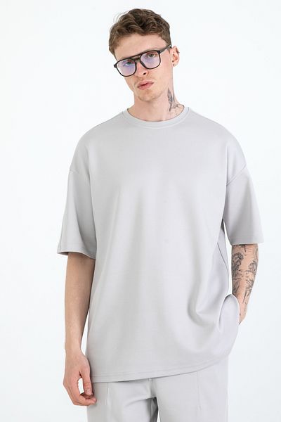 EGHO Men's Double Face Fabric T-Shirt Pants Oversize Set