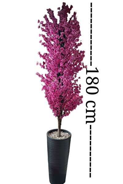 Cennet Home Pembe bahardalı ağacı 180 cm antrasit renk kumsal vazoda dekoratif yapay ağaç
