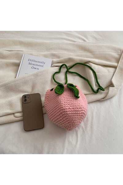 Kadın Girişimciler Atölyesi Geantă cu căpșuni 3D Amigurumi tricotat manual 100% bumbac Geantă Trend