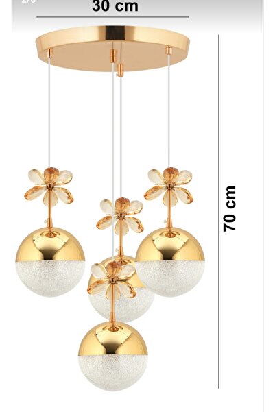 Semboldekor Gold 4lü Ledli Kelebek Sarkıt Avize