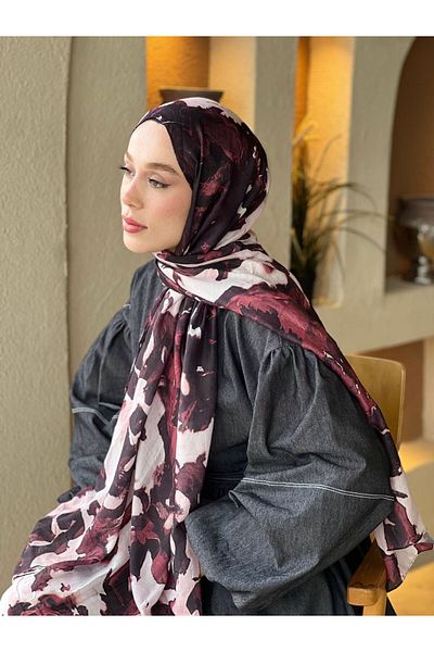 Modakaşmir Şal din bambus cu model abstract acuarelă