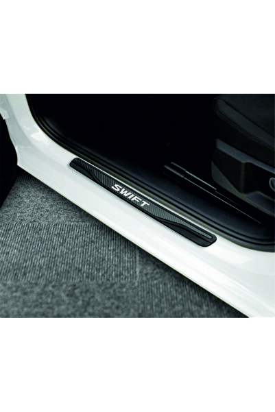 CarEste SUZUKİ SWİFT TÜM MODELLER UYUMLU NEW KARBON KAPI EŞİĞİ 4 PARÇA YAZILI