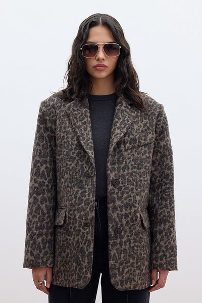 Manuka Kaschmirmantel mit Leopardenmuster