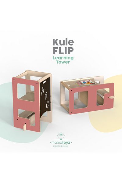 MAMATOYZ Turn de invatare multifunctional Kule Flip, Roz, MamaToyz