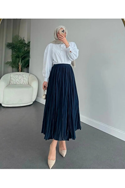 Butik Şenel Wrinkled Model Skirt with Elastic Waist
