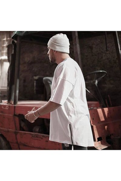Superbluemexico Ανδρικό μπλουζάκι Oversize - Crew Neck, Πλαϊνό φερμουάρ