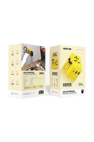Green Lion 12W Universal Travel Adapter - Yellow