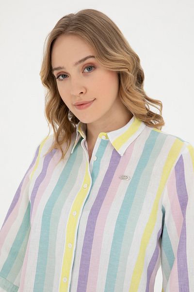 U.S. Polo Assn. Cămașă de damă de culoare mentă - mânecă lungă, model 50283437 -VR090