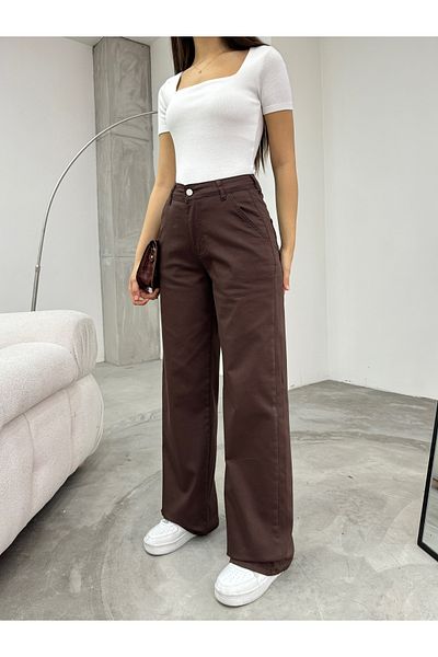 BİKELİFE Pantaloni Palazzo elastici cu talie înaltă de damă