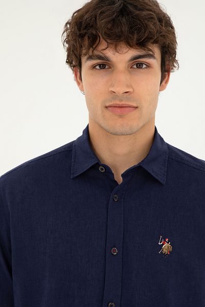 U.S. Polo Assn. Мъжка тъмносиня риза с дълъг ръкав, базова, 50284297-VR033