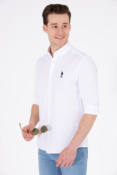 U.S. Polo Assn. Λευκό μακρυμάνικο Basic ανδρικό πουκάμισο -50262932-VR013