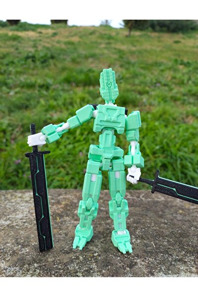 figur Elemental Oynar Eklemli yeşil Robot Figür Dummy
