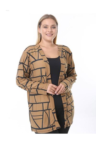 THE CABIN Women's Plus Size Modern Patterned Cardigan
