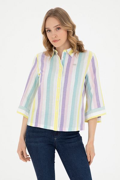 U.S. Polo Assn. Cămașă de damă de culoare mentă - mânecă lungă, model 50283437 -VR090