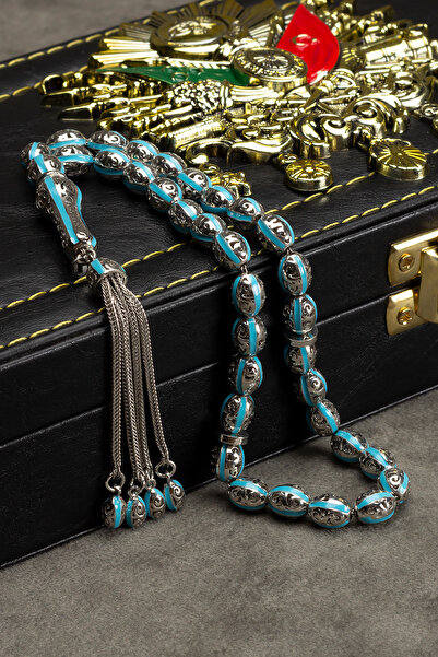 OTTOTESBİH Sertifikalı Erkek Gümüş Tespih 6x9mm 36Gr Arpa Kesim