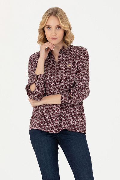 U.S. Polo Assn. Women's Burgundy Long Sleeve Shirt 50271520-Vr014