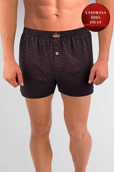 ERDEM İÇ GİYİM Erdem Navy Blue εμπριμέ χτενισμένο βαμβακερό μπόξερ - 1400ylp