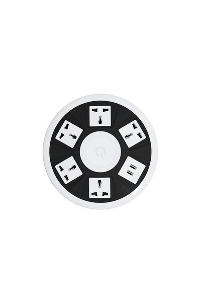 Green Lion 7 In 1 Power Socket 5Ac Universal Outlet + 2Usb - White