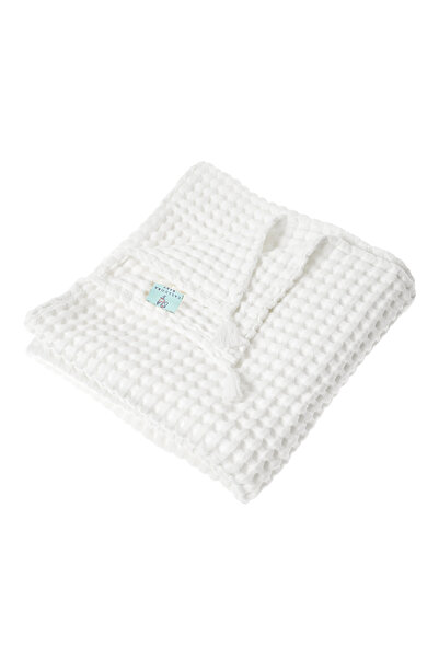 Casadora Baby بطانية بيكيه سميكة للأطفال 100% قطن - أبيض - 90x120 سم