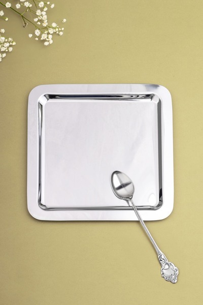 NY HOME 6-Piece Steel 22 cm Square Tee, Coffee, Cake Decorative Service Table