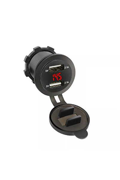 AEK-Tech Voltmetreli USB Portu 4.2A 12V 24V Kırmızı Led Işıklı