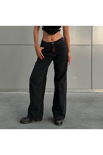 Köstebek Skeleton Patterned Black Jean Pants - Heaven Can Wait Streetwear