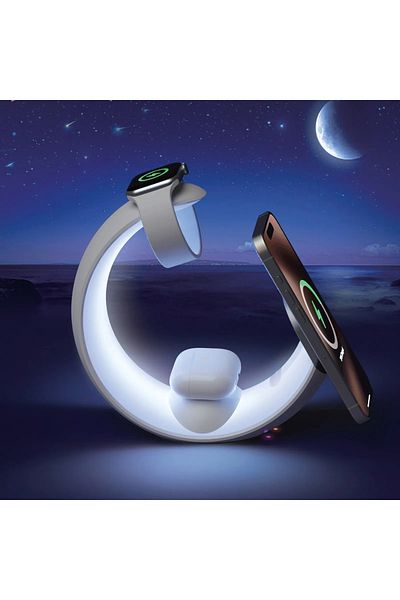 Green Lion Moon Charge 4 In 1 Wireless Charger - White