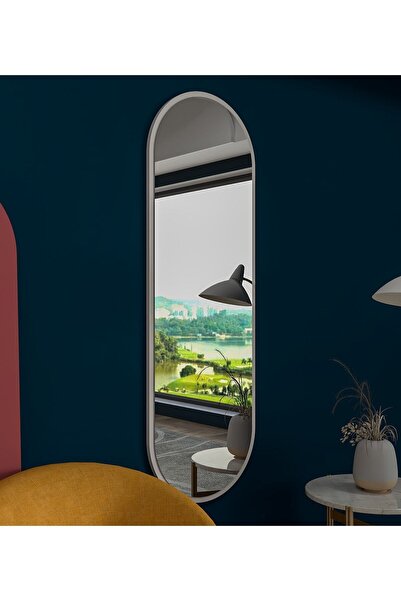 Nurline Beyaz Oval Dekoratif Boy Aynası 150 X 50 Cm Fenomen Ayna