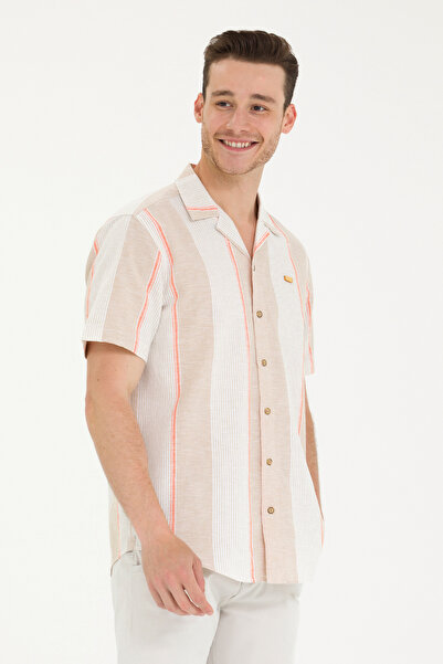 U.S. Polo Assn. Men's Camel Short Sleeve Shirt 50263670 -Vr015