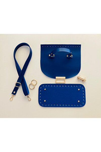 FERİHA HOBİ AKSESUAR حقيبة جلدية محبوكة - مع غطاء وحزام وقاعدة دائرية