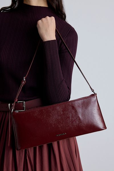 Manuka Burgundy Thin Strap Patent Leather Bag