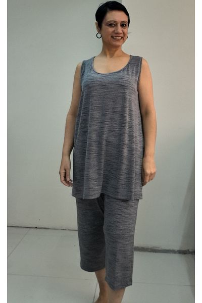 Mertcan Butik بدلة علوية من الفسكوز الممشط بجيب كابري مع أشرطة سميكة مدخنة