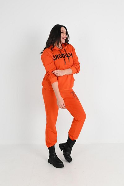 Koza Butik Дамски анцуг с кенгуру с голям размер и надпис 8066-24