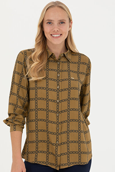 U.S. Polo Assn. Γυναικείο ανοιχτόχρωμο χακί μακρυμάνικο πουκάμισο 50272152-VR183