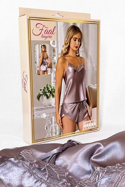 FAAL Σετ σατέν σορτς με λεπτό λουράκι