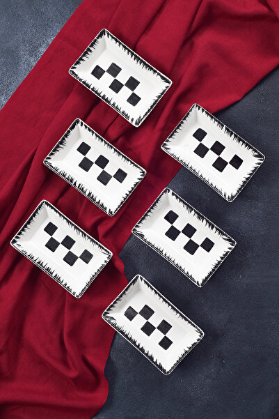 Piatti Naturali 6-Piece Snack Bowl Checkerboard Pattern Handmade Presentation...