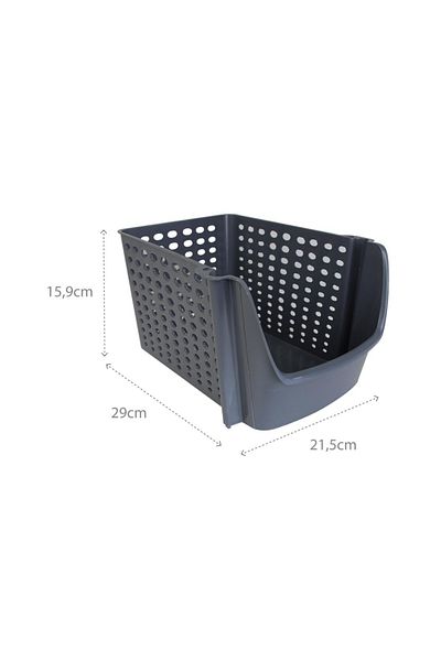Decobella |   Coș organizator lat stivuibil, negru, design practic și elegant