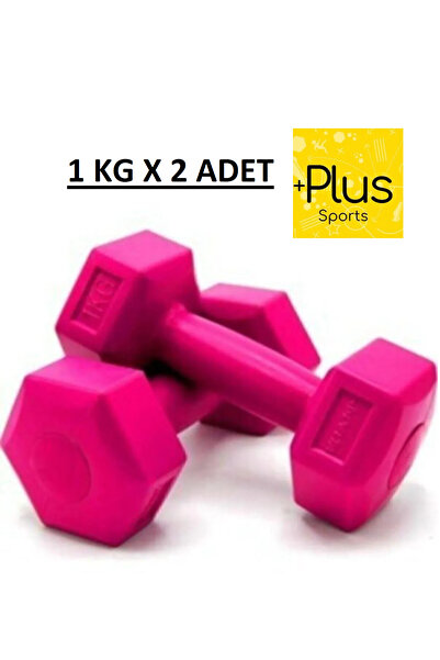 PLUSSPORT Pembe Dambıl 1 KG X 2 Adet Dumbbell Dambıl Seti Egzersiz Seti