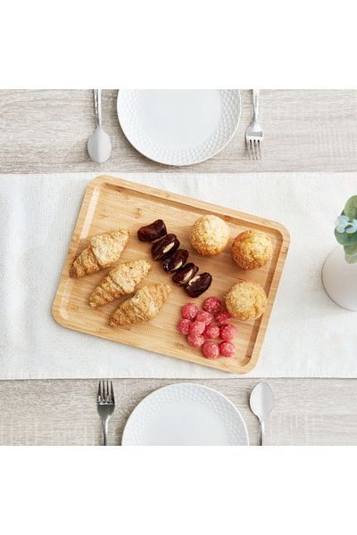 Home Box Bamboo Rectangular Large Tray - 34 cm