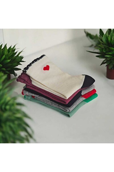 HAYEL 5 чифта многоцветни момичешки сезонни чорапи до глезена с форма на сърце, високо качество