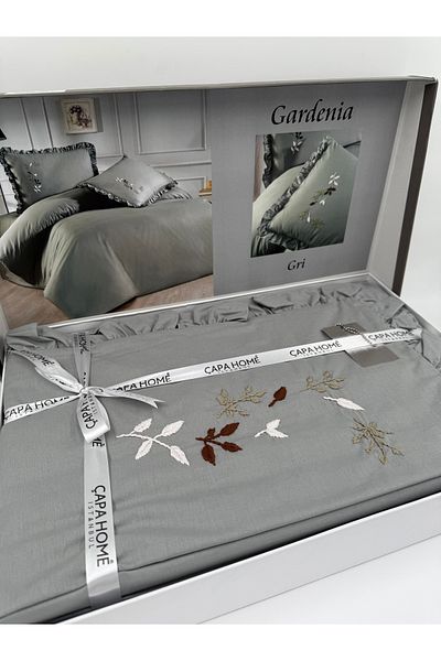 AYHANHOME Set cuvertură de pilota dublă din bumbac 100% brodat manual Gardenia