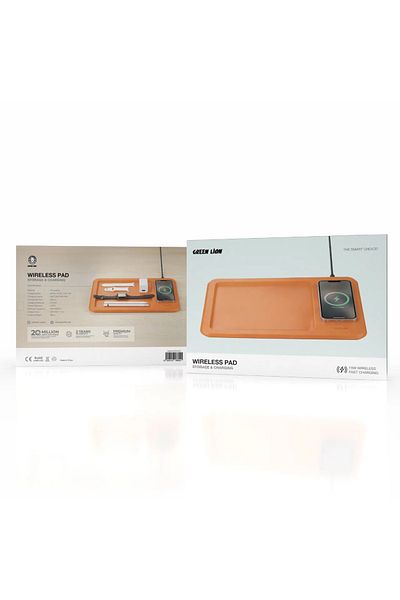Green Lion Wireless Pad Storage & Charging 15W -Orange