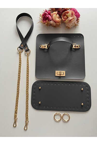 zg hobi aksesuar طقم حقيبة محبوكة - غطاء جلدي، قاعدة، حزام سلسلة، طقم حقيبة ي...